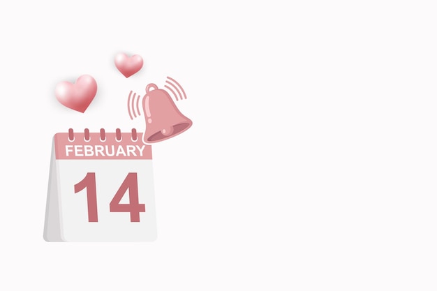 Valentines day background with calendar bells and Hearts