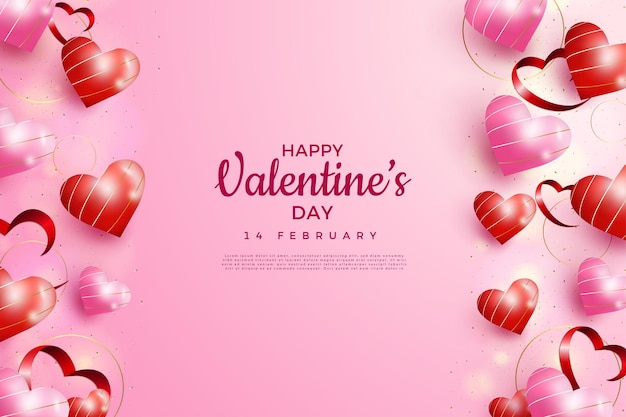 Valentines day background with decoration beside greeting