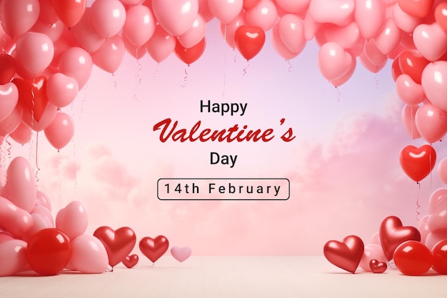 Valentines day background with heart balloons