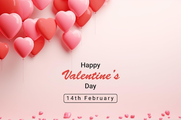 Valentines day background with heart balloons