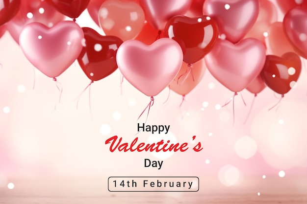 Valentines day background with heart balloons