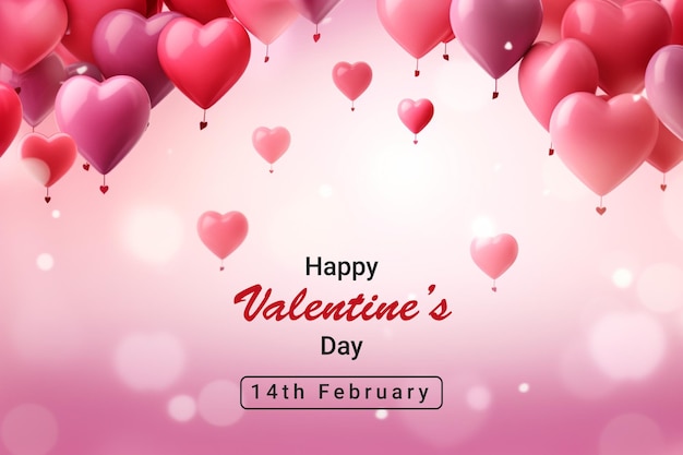 Valentines day background with heart balloons