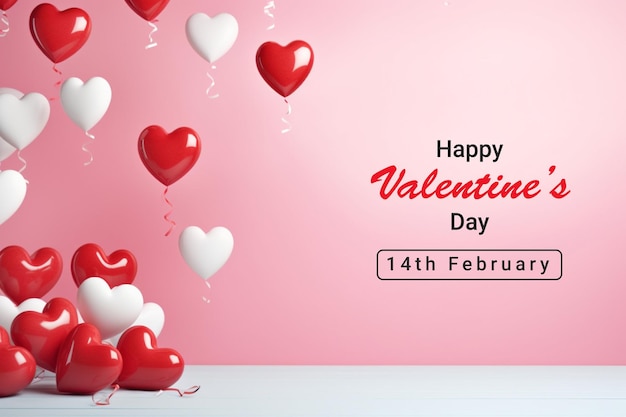 Valentines day background with heart balloons