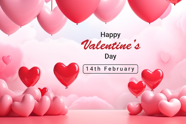 Valentines day background with heart balloons