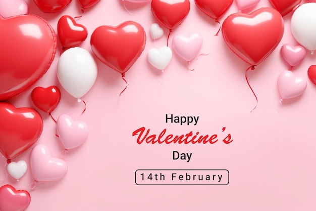 Valentines day background with heart balloons