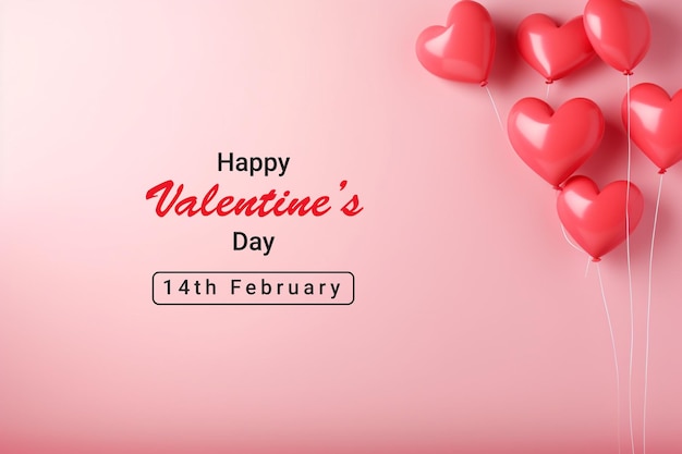 Valentines day background with heart balloons