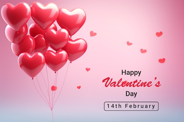 Valentines day background with heart balloons