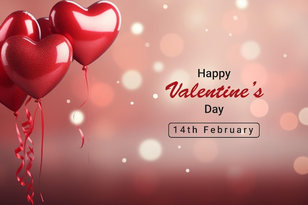 Valentines day background with heart balloons