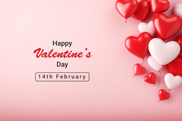 Valentines day background with heart balloons