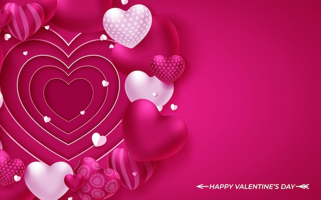 Valentines day background with hearts on pink