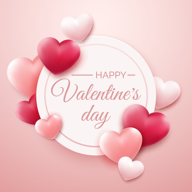 Valentines Day background with red and pink hearts and place for text