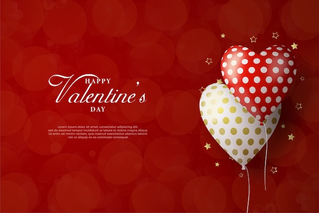 valentines day background with red and white balloon