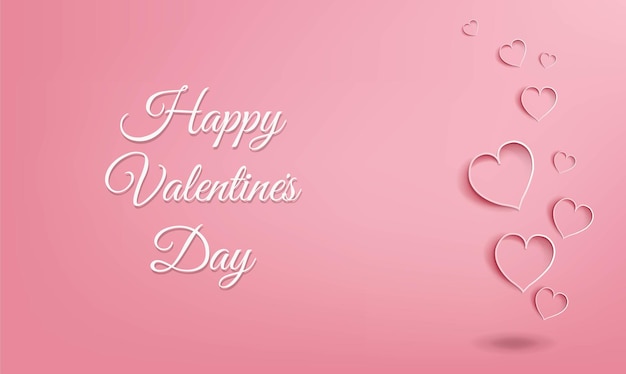 Valentines day Banner With Paper Hearts With Gradient Mesh, Vector Illustration