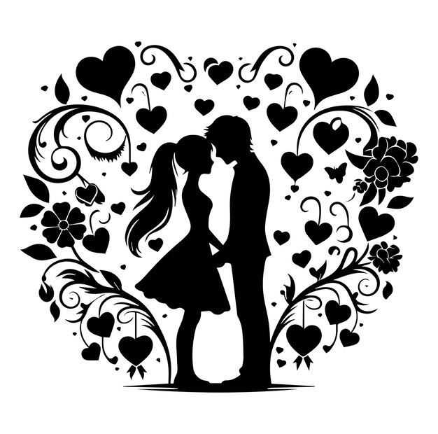 Vector valentines day black vector silhouette