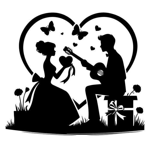 Vector valentines day black vector silhouette