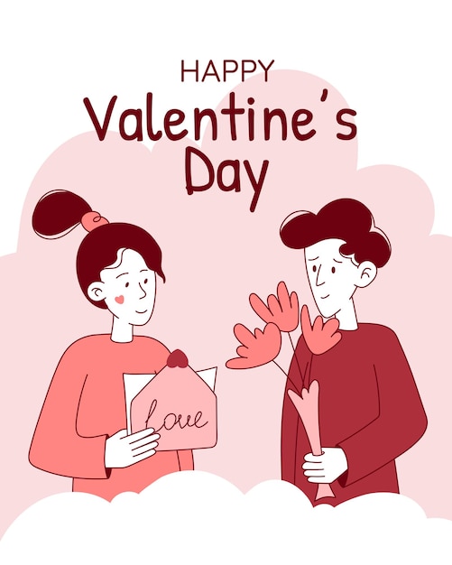 Valentines day card Romantic card for all lovers Vector illustration for greeting card