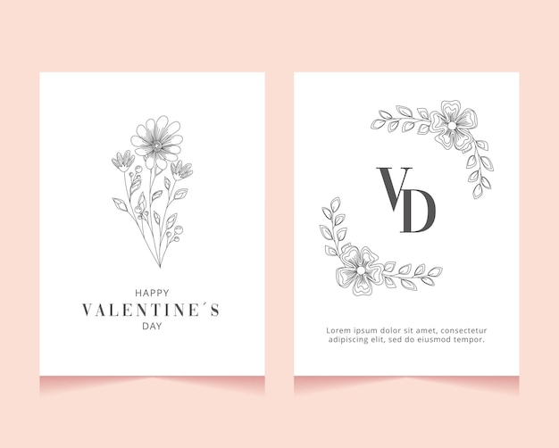 Valentines day card with floral decoration and blank space.