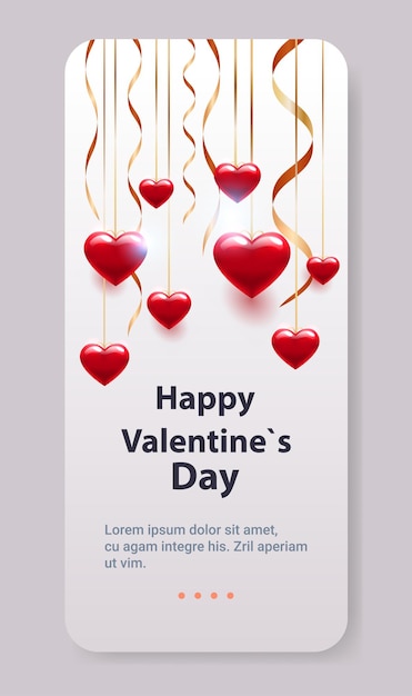 valentines day celebration love banner flyer or greeting card with hearts vertical illustration