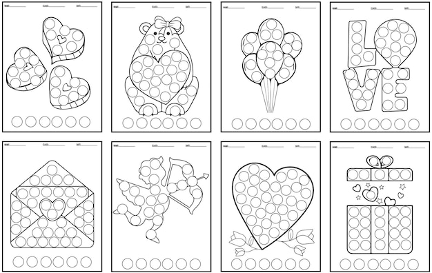 Valentines Day Coloring Book For kids Paint Daubers Activity