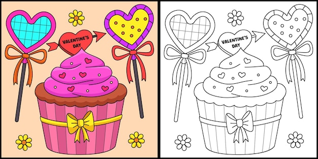 Valentines Day Cupcake and Candies Illustration