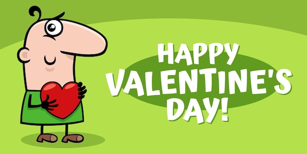 Valentines Day design with cartoon man with heart