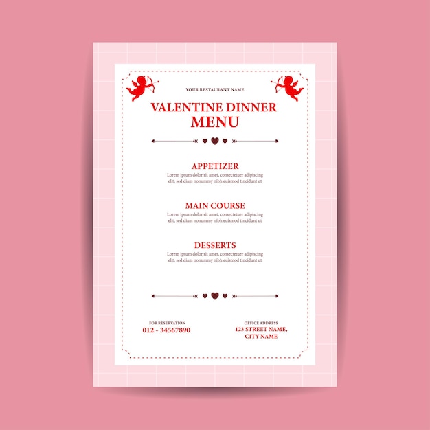 Valentines Day Dinner Menu Template