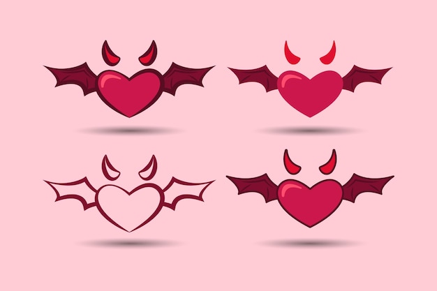 valentines day element Cupid love devil with wings Vector illustration