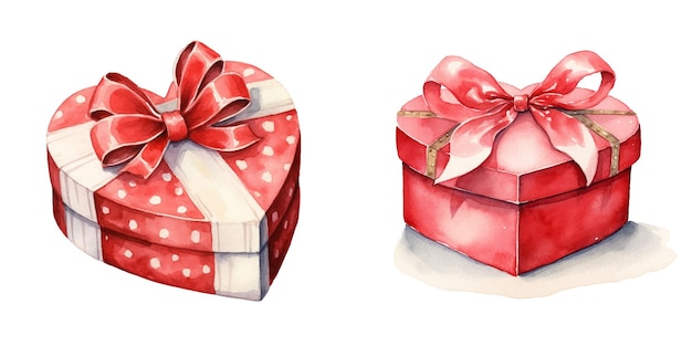 valentines day gift box watercolor vector illustration