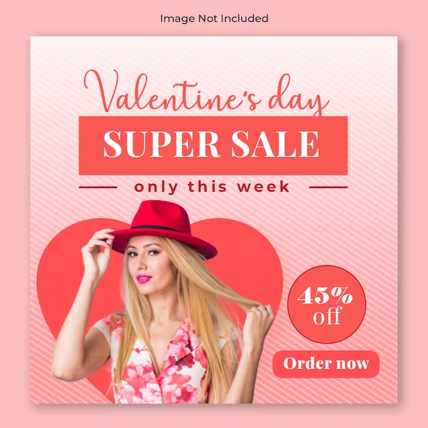 Valentines day gift sale and instagram post with shiny crystal frame premium Vector