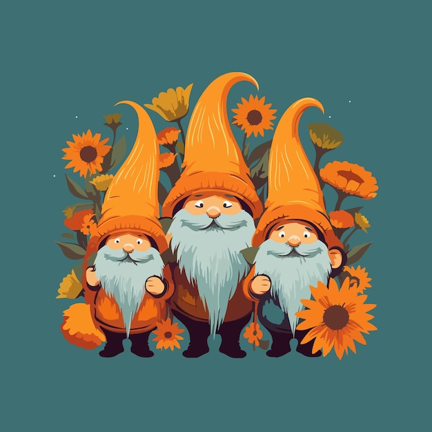 Vector valentines day gnomes with sunflower