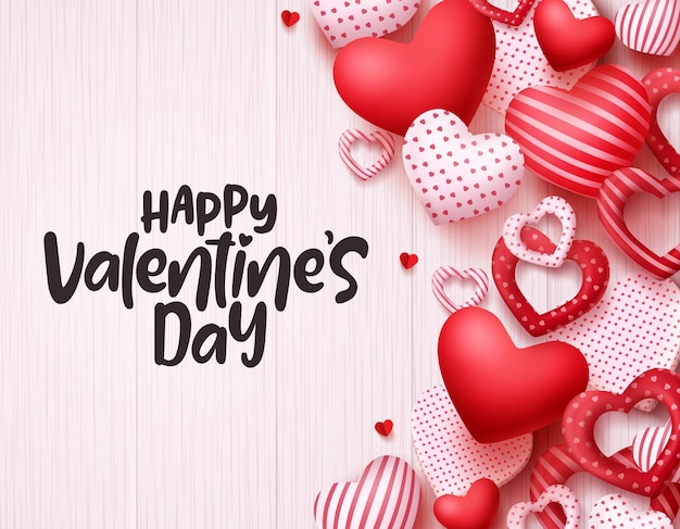 Valentines day hearts vector background Happy valentines day greeting text