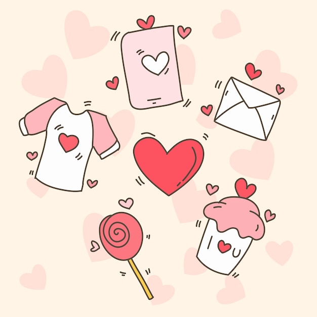 valentines day illustration design for web landing background sticker resources vector