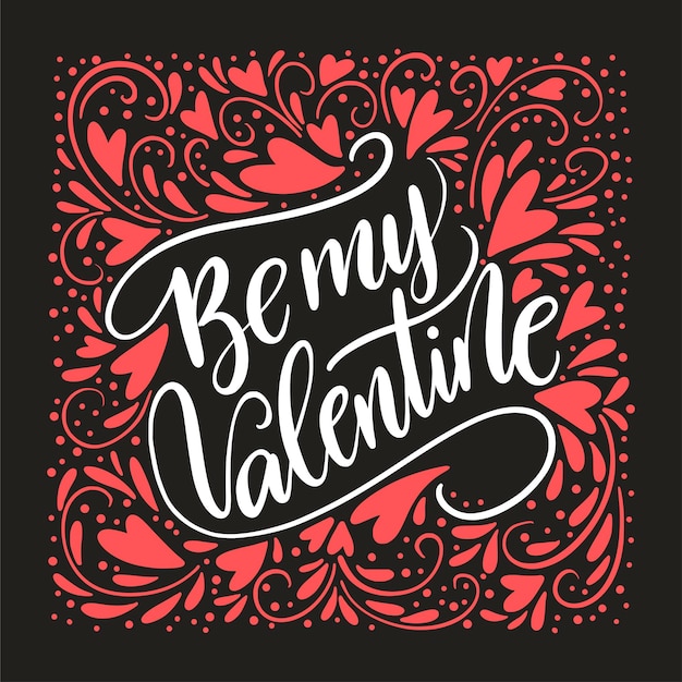 Valentines Day Lettering Handwritten Romantic Greeting Card