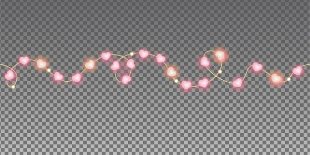 Valentines day lights seamless garland