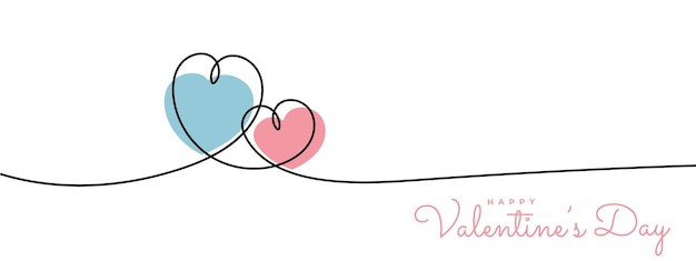 Valentines day line heart. Holiday banner