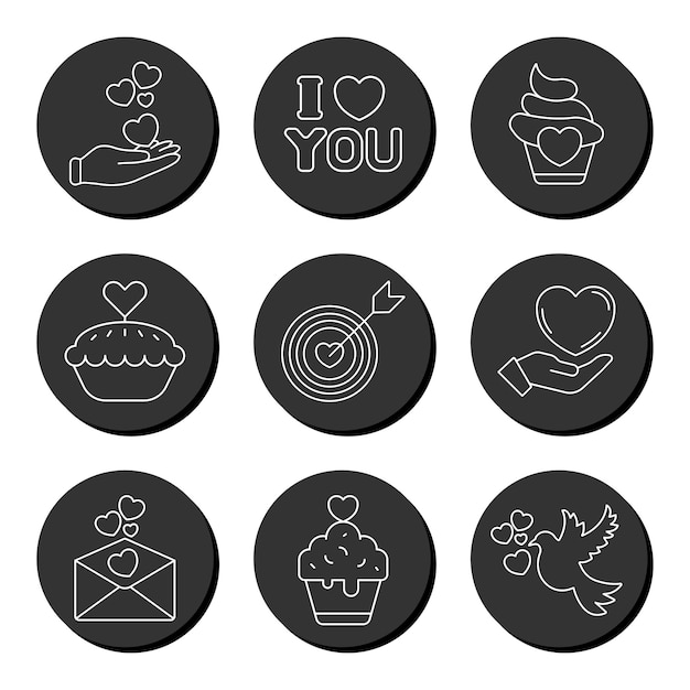 Valentines day and love line universal icon set Ui ux element sign