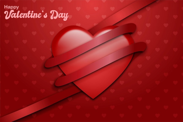 Valentines Day Love Red BackGround and Ribbon ilustration Design 01