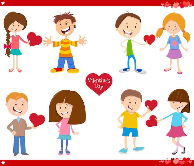 Valentines day love set cartoon illustration