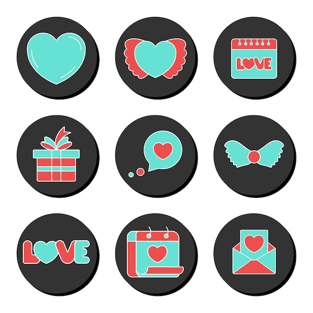 Valentines day and love two color universal icon set Ui ux element sign