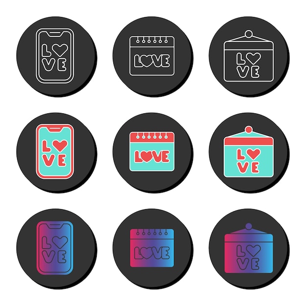 Valentines day and love universal icon set Ui ux element sign