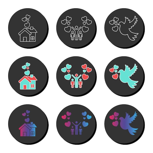 Valentines day and love universal icon set Ui ux element sign