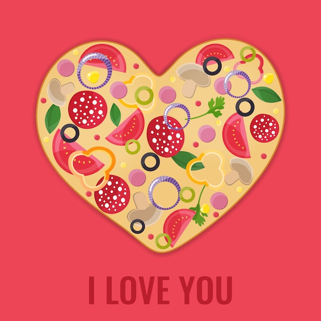 Valentines Day Menu Design. Pizza heart.