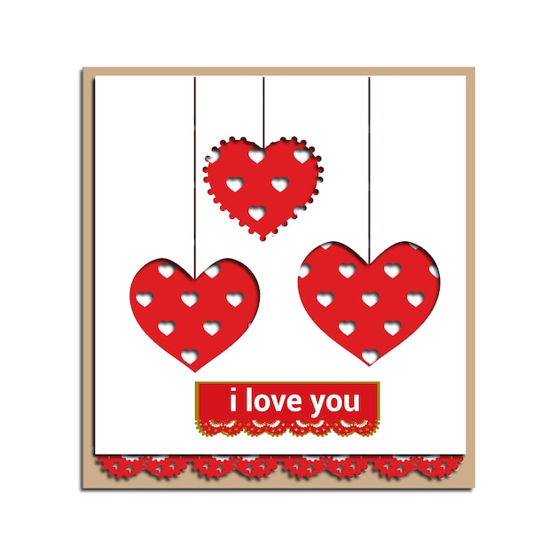 Valentines day multilayer floral gift card illustration