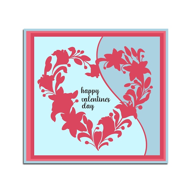 Valentines day multilayer floral gift card illustration