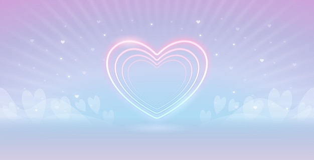 Valentines Day Neon Heart Background