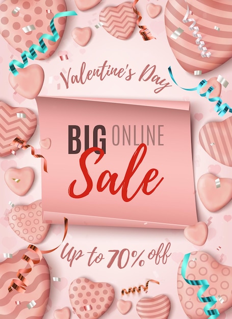 Valentines Day online sale background.