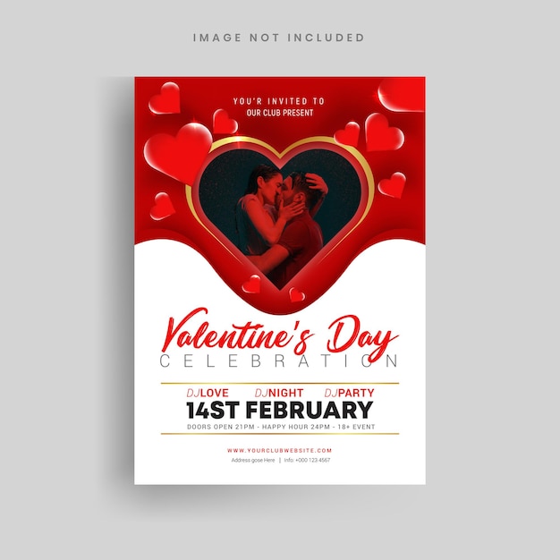 Valentines Day party flyer design template