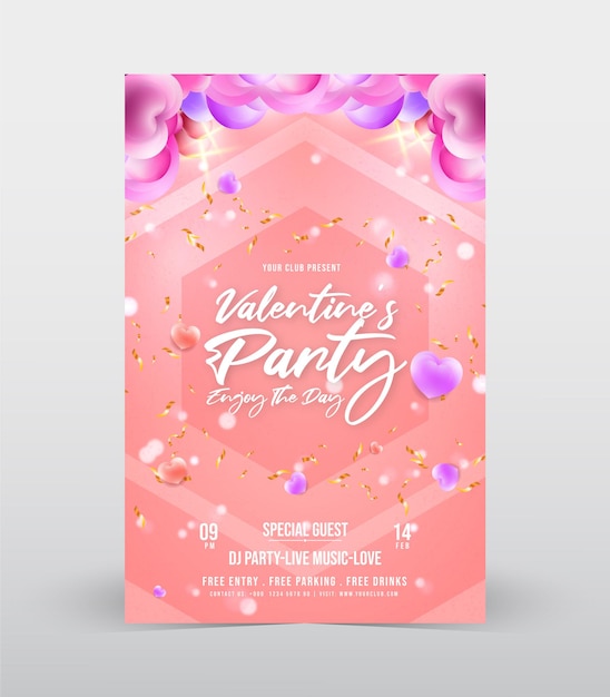 Valentines Day Party Poster Design