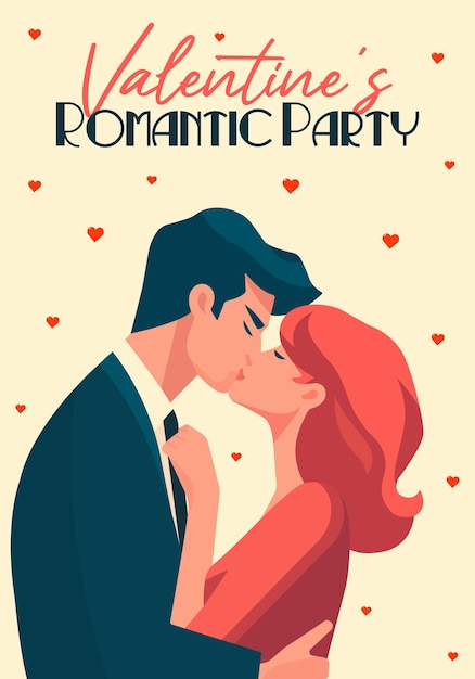 Vector valentines day party retro flyer design