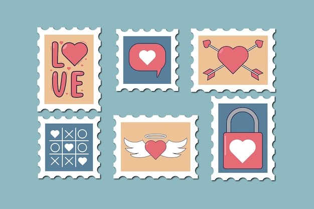 Valentines day postage stamps